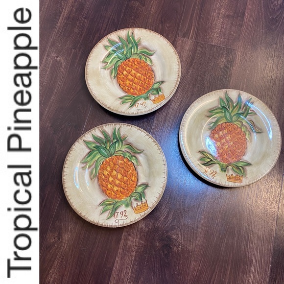 Table Tops Unlimited Other - 🍍Table Tops Unlimited Tropical Pineapple Hand Painted Edition Salad Plates